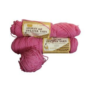 Vintage Sears and Roebuck Afghan and Sweater Yarn 50- Rose 3 Partial Skins